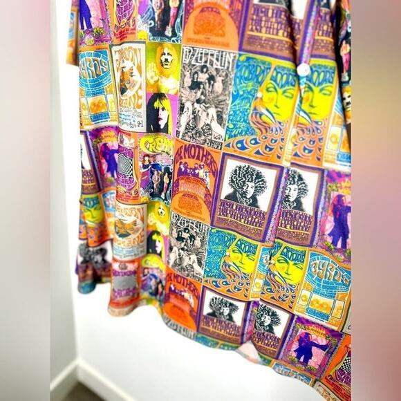 Postcard Women's Tunic Pop Art Hippie Woodstock 70’s Mid-length Dress Size Small - Picture 8 of 11